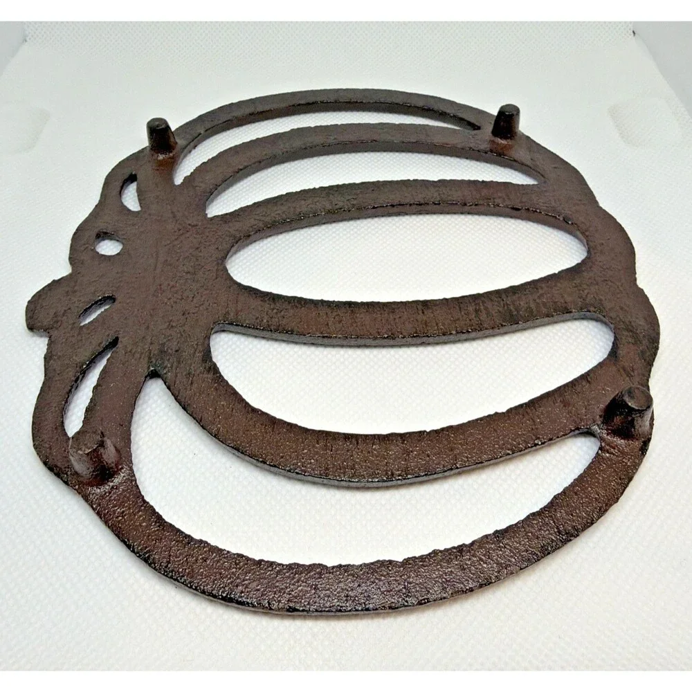Rustic Cast Iron Pumpkin Trivet Fall Autumn Thanksgiving Kitchen Decor Heavy
